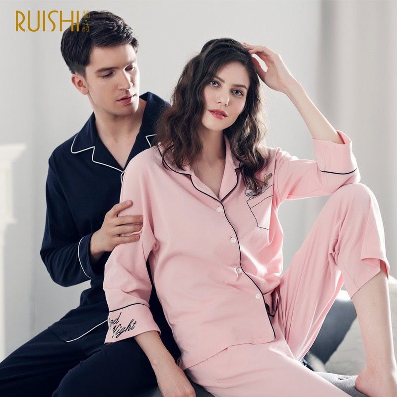 J&Q Arrival pajamas couple cotton pajama set men and women matching pajamas night suit mall high quality top brand sleepwear - FITzzE