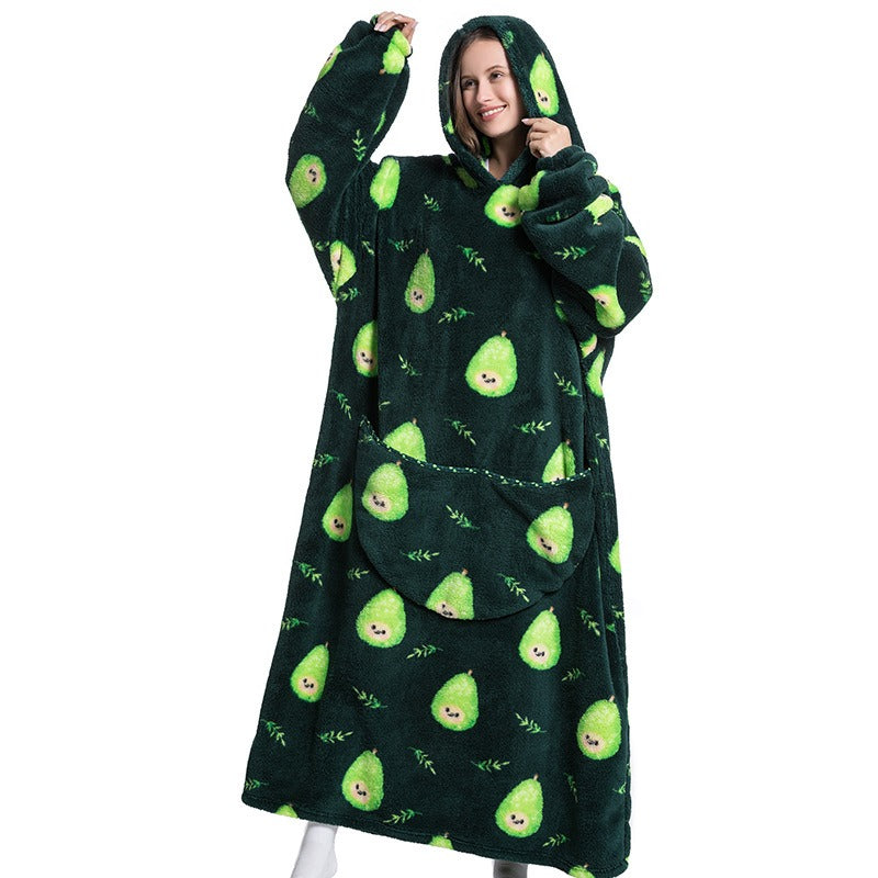 Super Long Flannel Blanket with Sleeves Winter Hoodies Sweatshirt Pullover Fleece Giant Wearable Blanket Hoodie Oversized - FITzzE