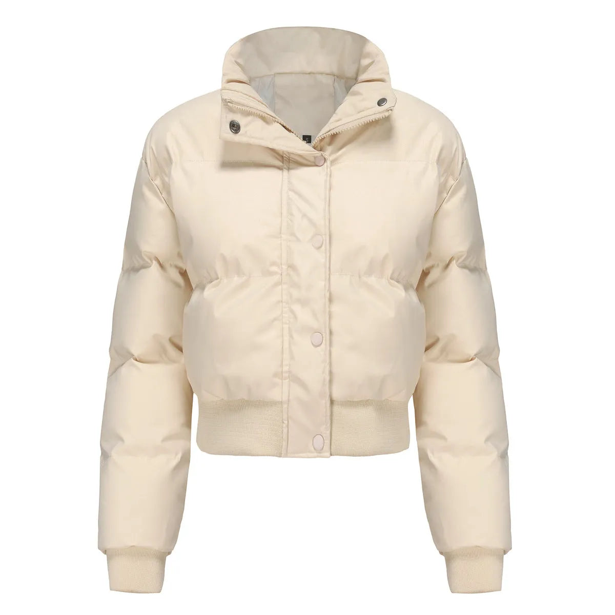 Short Cotton Jacket for Women – Loose, Warm, Long-Sleeve High Neck Casual Outerwear eprolo