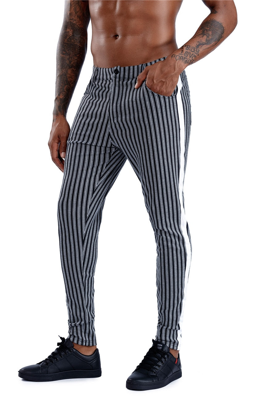 Brand Plaid Pants Men Elastic Male Skinny Trousers Bottom Tight Male Pant Streetwear Sweatpants Casual Joggers Men Pants - FITzzE