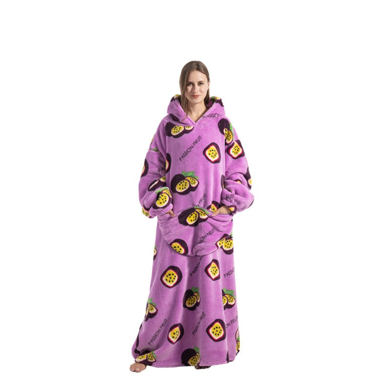 Super Long Flannel Blanket with Sleeves Winter Hoodies Sweatshirt Pullover Fleece Giant Wearable Blanket Hoodie Oversized - FITzzE
