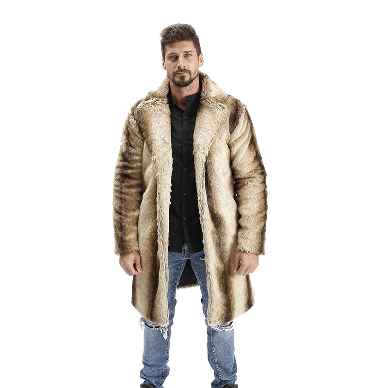 Hot Men Suit Collar Faux High Quality Rabbit Fur Leather Jacket Winter Warm Turn-down Collar Luxury Mink Fur Mens Fur Coat - FITzzE