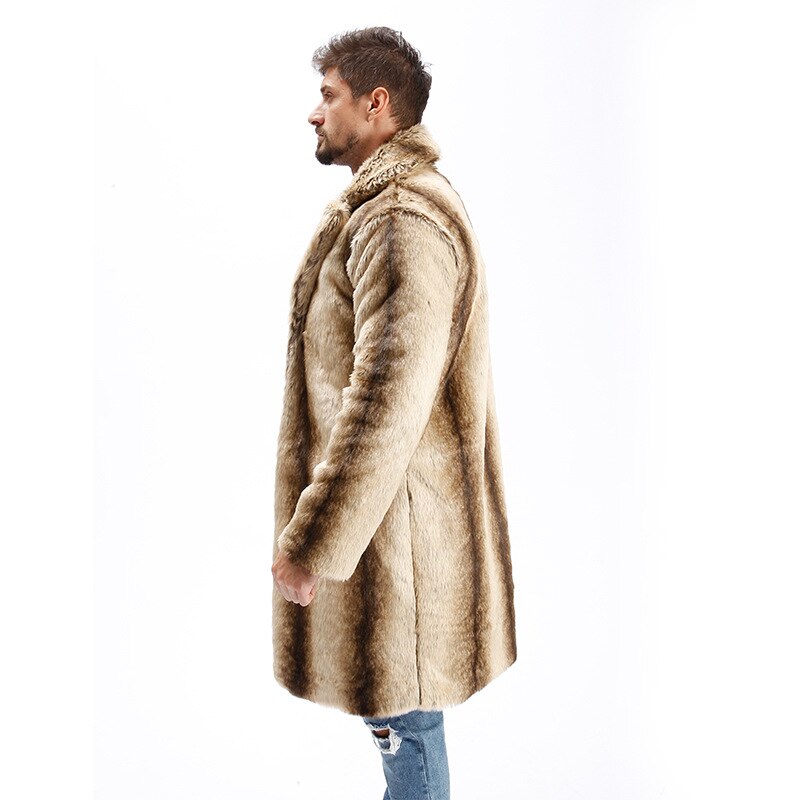 Hot Men Suit Collar Faux High Quality Rabbit Fur Leather Jacket Winter Warm Turn-down Collar Luxury Mink Fur Mens Fur Coat - FITzzE