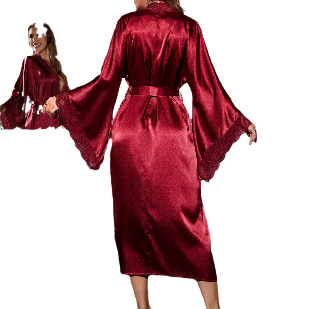 New style erotic sleepwear for women, pure desire, lace, light luxury, long sleeved, cool feeling, sleeping robe, bathrobe, comfortable home wear - FITzzE