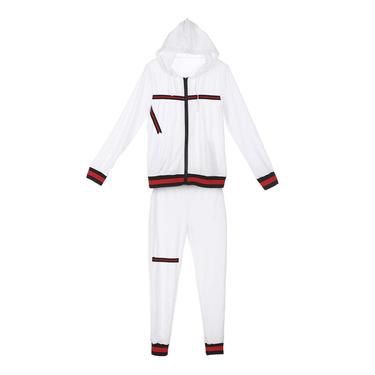 Autumn Women's Sportswear 2pcs Women's Hooded Long Sleeve Zip Crop Tops Long Pants Trousers Loose Casual Clothes Set - FITzzE