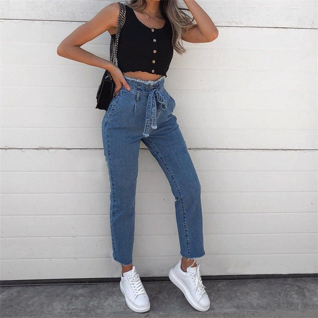 Women High Waist Jeans Sexy Jeans Harem Pants High Streetwear Stretch Pants Black Jeans Women - FITzzE