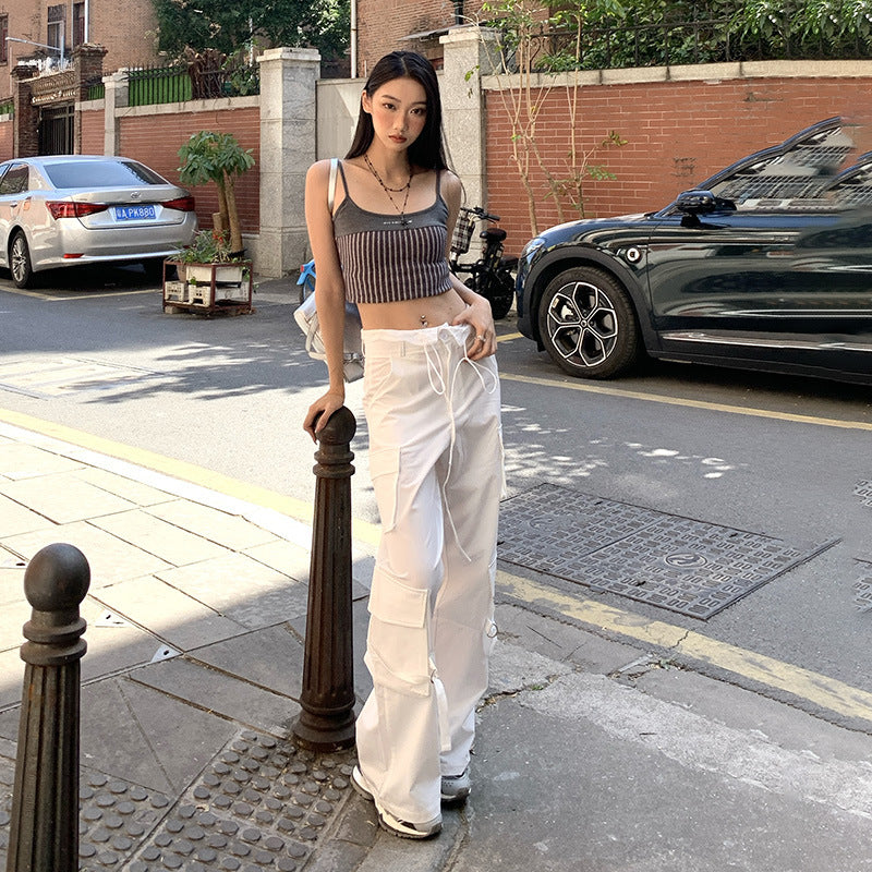 Loose Straight-Leg Wide-Leg Pants for Women with Lace Trim Breathable and Quick-Dry Design - FITzzE