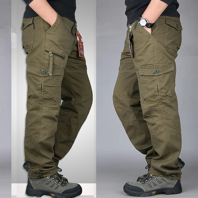 Men’s Cotton Cargo Overalls – Multi-Pocket Straight-Leg Baggy Trousers for Camping & Hiking eprolo