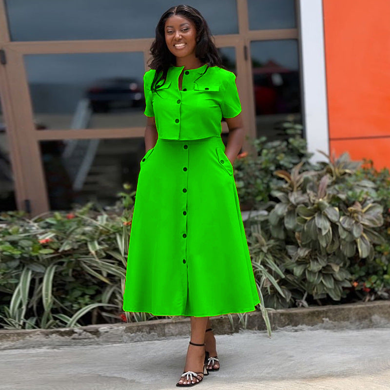 Temperament Round Neck Top & High Waisted Skirt Set | Fitzze eprolo