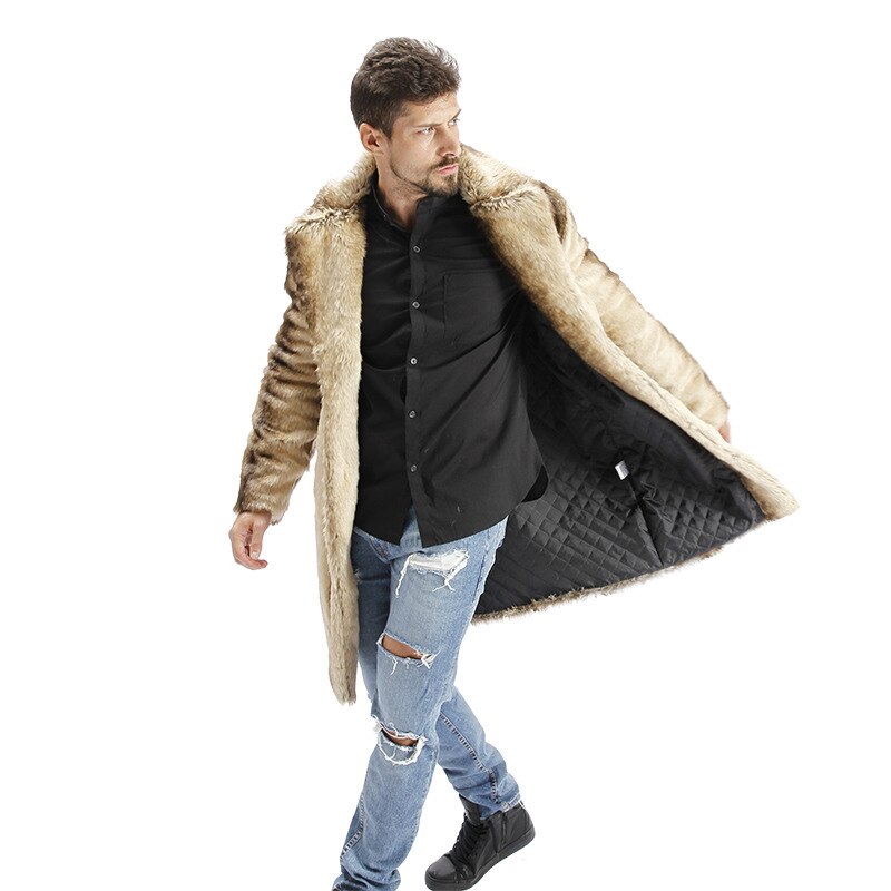 Hot Men Suit Collar Faux High Quality Rabbit Fur Leather Jacket Winter Warm Turn-down Collar Luxury Mink Fur Mens Fur Coat - FITzzE