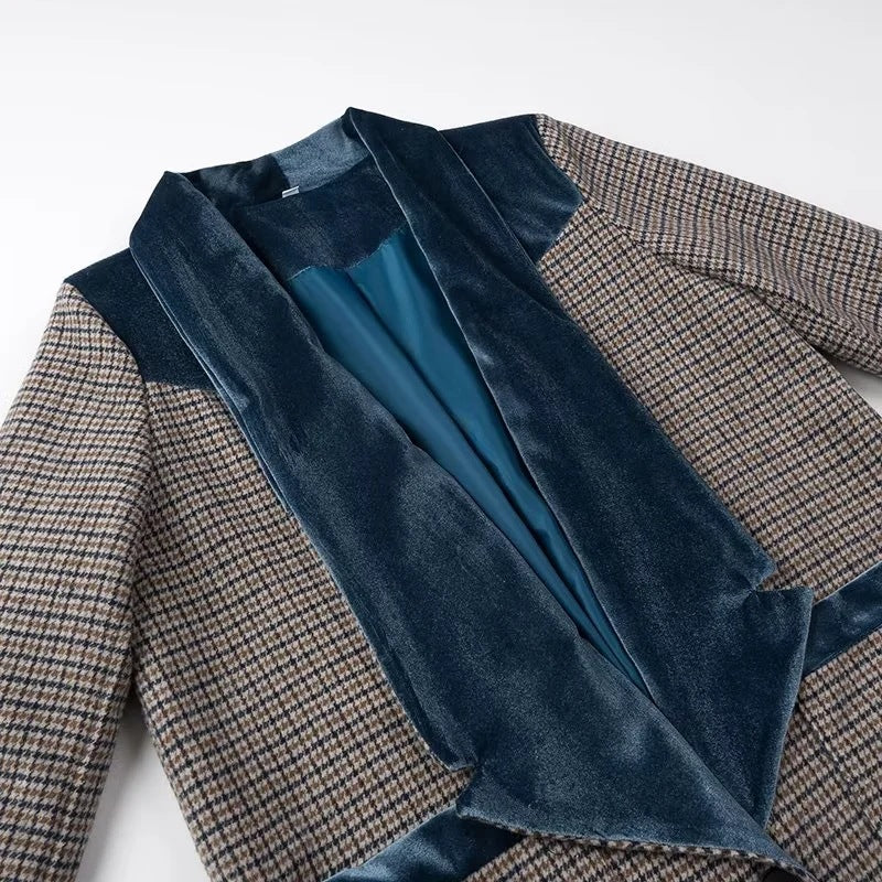 European & American Women’s Plaid Long Windbreaker – Large Lapel Stylish Winter Coat eprolo