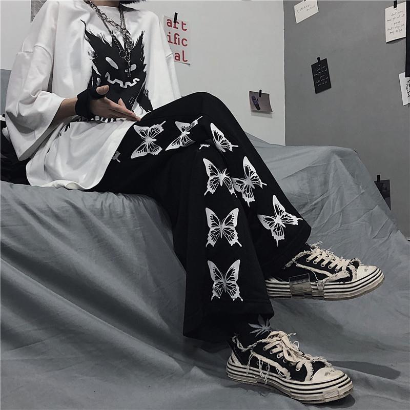 Retro Genjuku Butterfly Print Pants – Loose Casual Wide-Leg Trousers for a Slim & Stylish Look eprolo