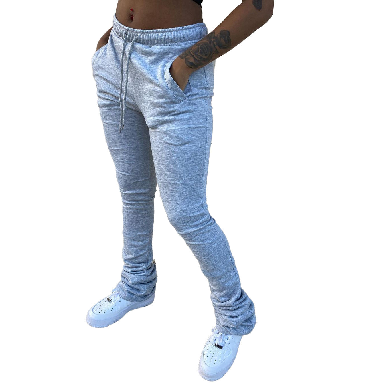 Faux Denim Print Drawstring Pants – Stylish Elastic Waist Casual Trousers for Women eprolo