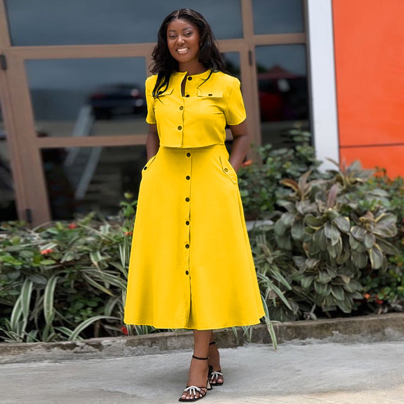 Temperament Round Neck Top & High Waisted Skirt Set | Fitzze eprolo