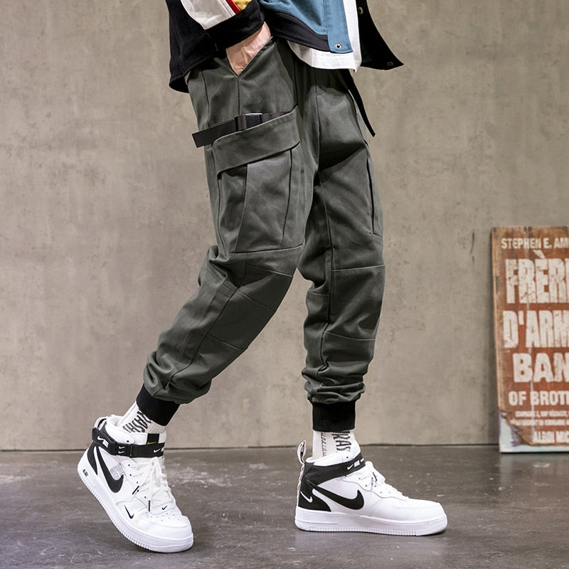 Single Road Mens Cargo Pants Urban Hip Hop Joggers Men Techwear Male Harajuku Streetwear Harem Casual Pants Trousers For Men - FITzzE