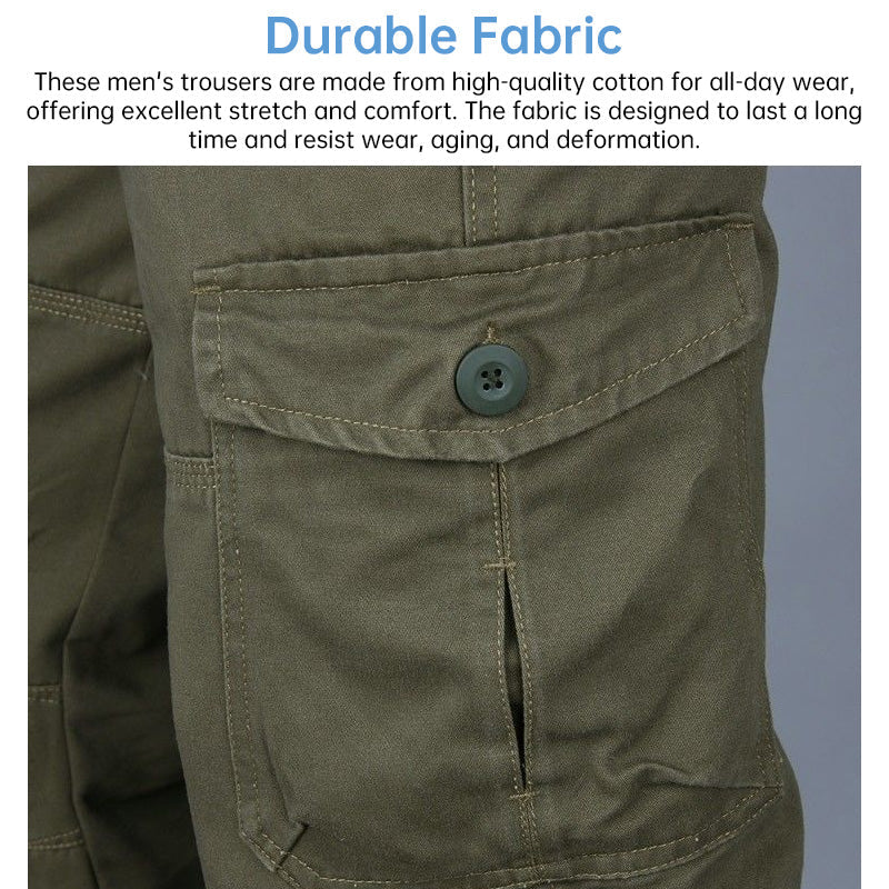 Men’s Cotton Cargo Overalls – Multi-Pocket Straight-Leg Baggy Trousers for Camping & Hiking eprolo