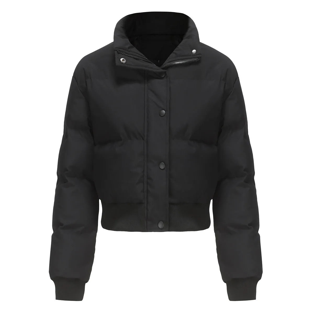 Short Cotton Jacket for Women – Loose, Warm, Long-Sleeve High Neck Casual Outerwear eprolo