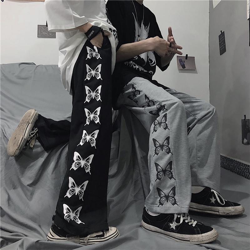 Retro Genjuku Butterfly Print Pants – Loose Casual Wide-Leg Trousers for a Slim & Stylish Look eprolo