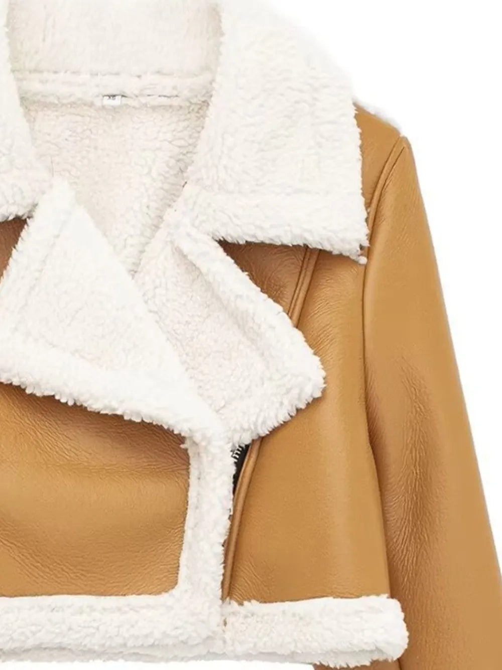 Collared Neck Plush Cropped Jacket ,Cozy Long Sleeve Outerwear for a Chic Winter Look - FITzzE