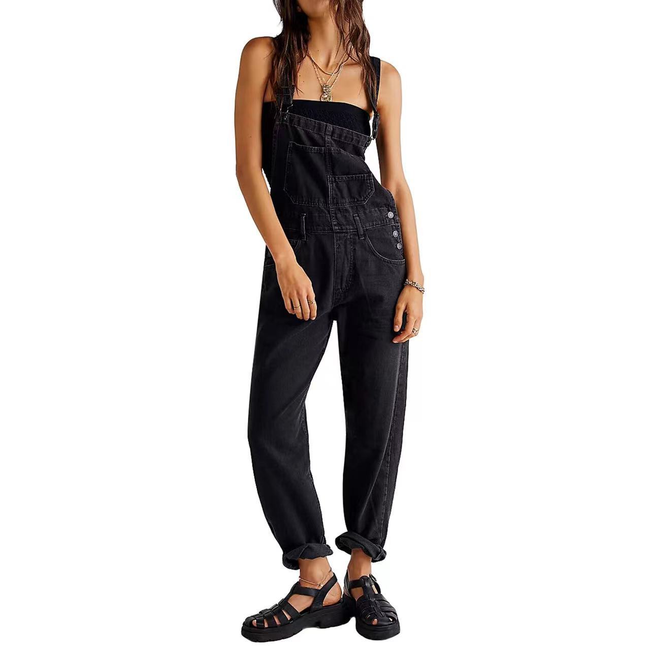 Women's Loose Fitting Denim Strap Pants | Streetwear Style | Fitzze eprolo
