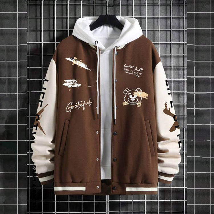 Men's baseball jacket, spring and autumn trendy brand American high street hooligan handsome youth men's loose casual jacket for men - FITzzE