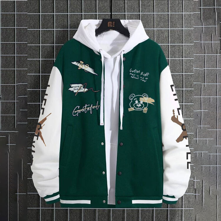 Men's baseball jacket, spring and autumn trendy brand American high street hooligan handsome youth men's loose casual jacket for men - FITzzE
