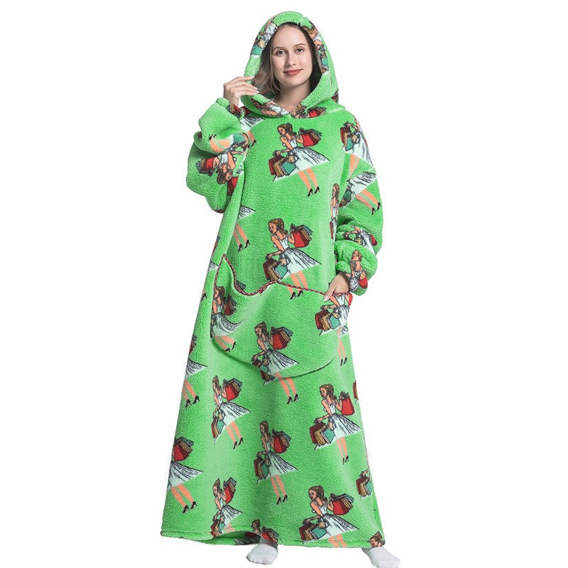 Super Long Flannel Blanket with Sleeves Winter Hoodies Sweatshirt Pullover Fleece Giant Wearable Blanket Hoodie Oversized - FITzzE