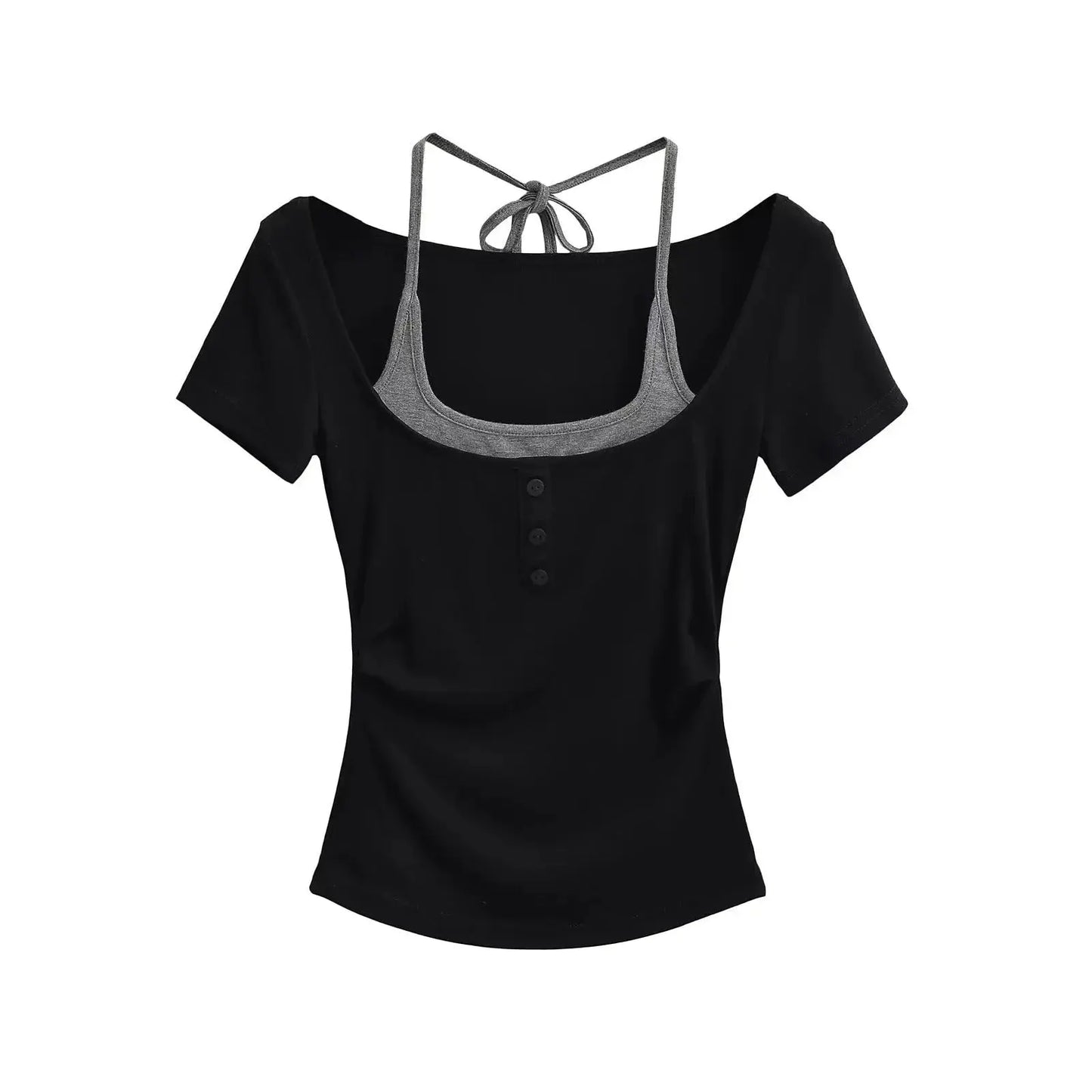 Fake two short sleeved T-shirts for women - FITzzE rghbeu-b4.myshopify.com Fake two short sleeved T-shirts for women
