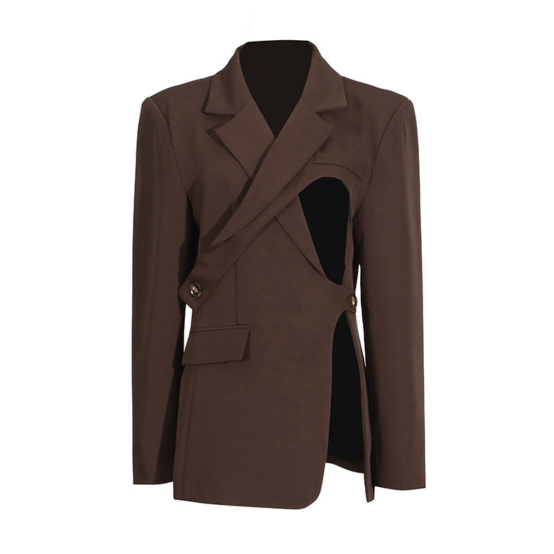 Fashionable and personalized lace up waist cinching hollow out small suit - FITzzE rghbeu-b4.myshopify.com Fashionable and personalized lace up waist cinching hollow out small suit