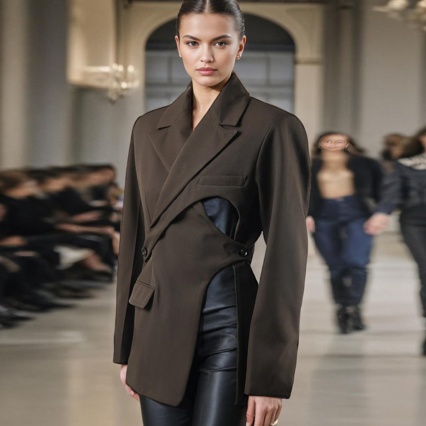 Fashionable and personalized lace up waist cinching hollow out small suit - FITzzE rghbeu-b4.myshopify.com Fashionable and personalized lace up waist cinching hollow out small suit