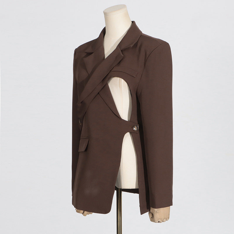 Fashionable and personalized lace up waist cinching hollow out small suit - FITzzE rghbeu-b4.myshopify.com Fashionable and personalized lace up waist cinching hollow out small suit
