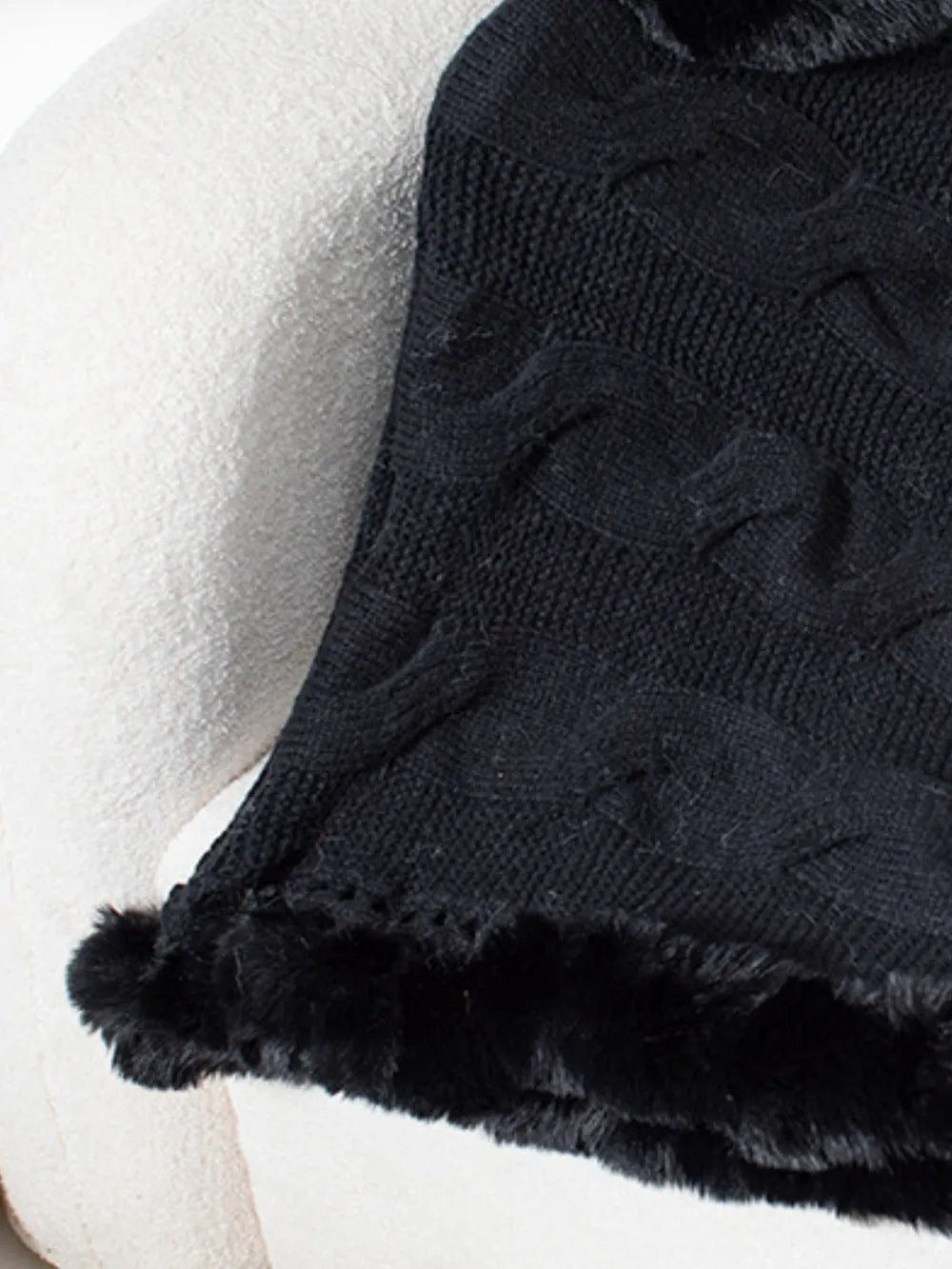 Fuzzy Hem Cable-Knit Poncho - FITzzE rghbeu-b4.myshopify.com Fuzzy Hem Cable-Knit Poncho