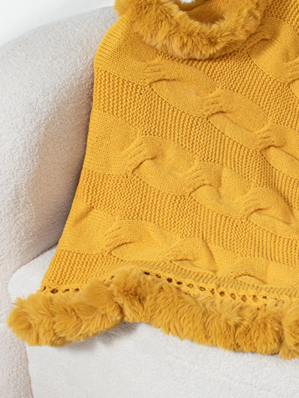 Fuzzy Hem Cable-Knit Poncho - FITzzE rghbeu-b4.myshopify.com Fuzzy Hem Cable-Knit Poncho