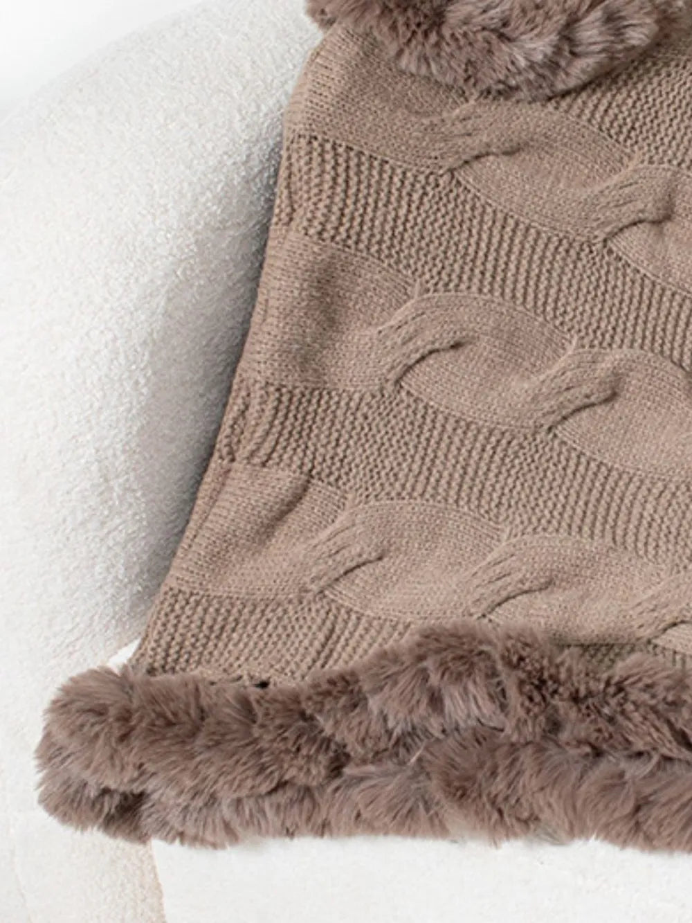 Fuzzy Hem Cable-Knit Poncho - FITzzE rghbeu-b4.myshopify.com Fuzzy Hem Cable-Knit Poncho