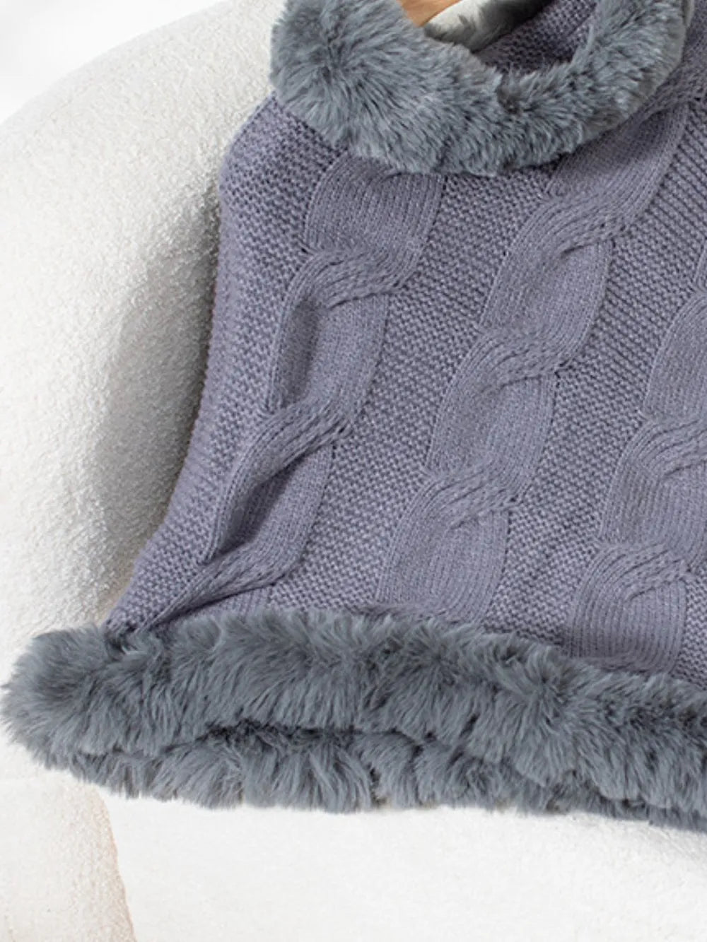 Fuzzy Hem Cable-Knit Poncho - FITzzE rghbeu-b4.myshopify.com Fuzzy Hem Cable-Knit Poncho