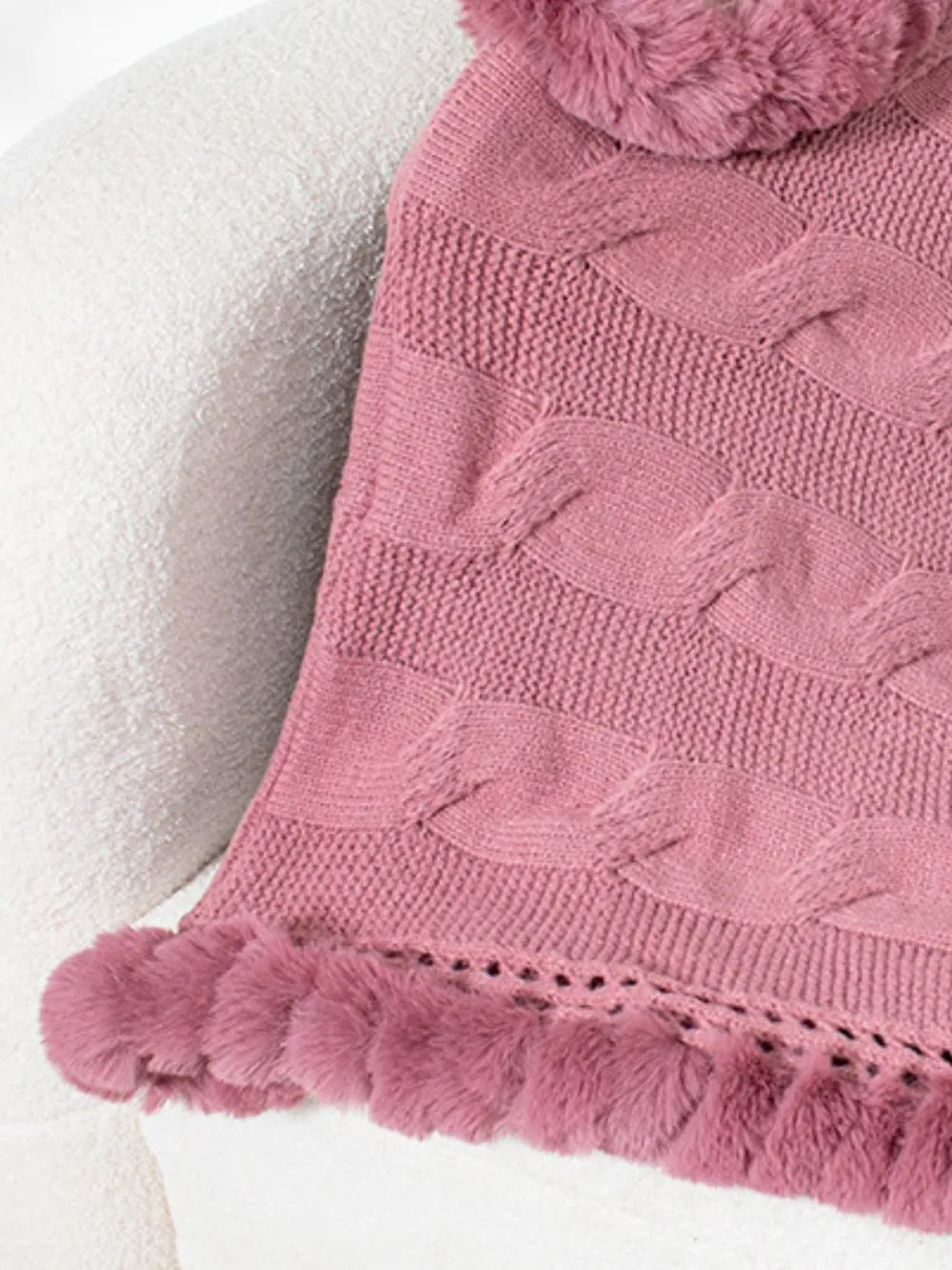 Fuzzy Hem Cable-Knit Poncho - FITzzE rghbeu-b4.myshopify.com Fuzzy Hem Cable-Knit Poncho