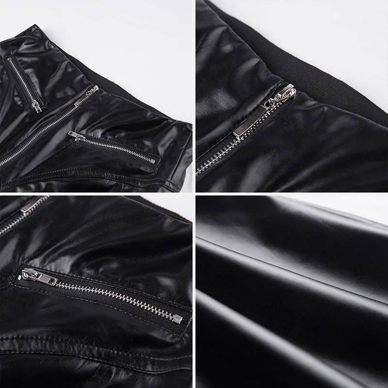 Women Winter Pencil Pants Capris Spring Sexy Streetwear Solid Black Slim Fit High Waist Sheath Leather Pants - FITzzE