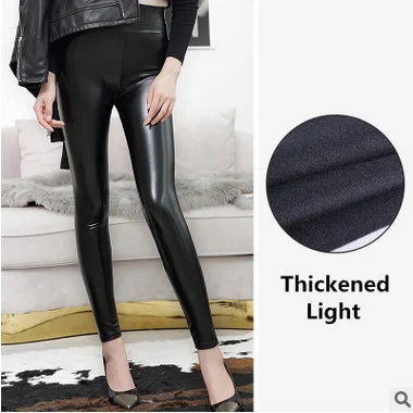 Everbellus High Waist Leather Leggings for Women Black Light&Matt Thin&Thick Femme Fitness PU Leggings Sexy Push Up Slim Pants - FITzzE