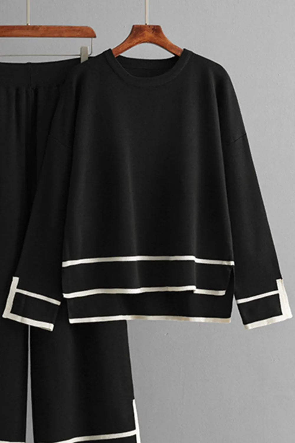 High-Low Round Neck Top and Pants Sweater Set - FITzzE rghbeu-b4.myshopify.com High-Low Round Neck Top and Pants Sweater Set