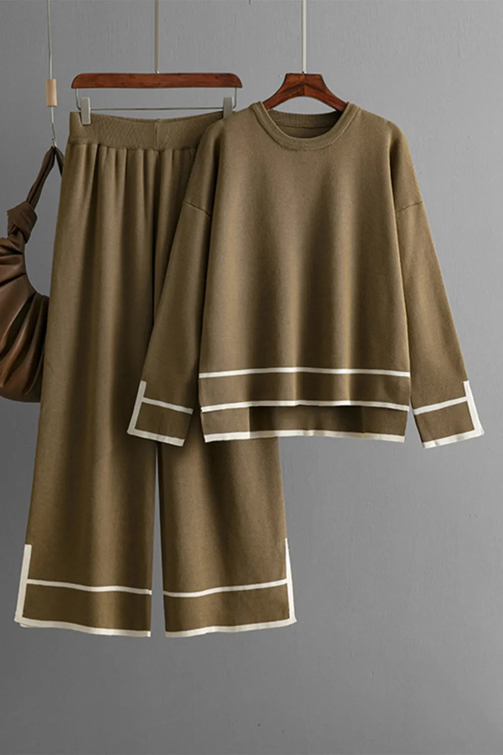 High-Low Round Neck Top and Pants Sweater Set - FITzzE rghbeu-b4.myshopify.com High-Low Round Neck Top and Pants Sweater Set