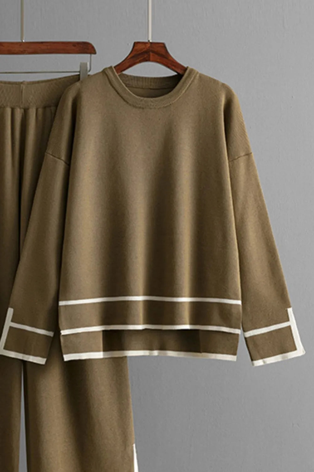 High-Low Round Neck Top and Pants Sweater Set - FITzzE rghbeu-b4.myshopify.com High-Low Round Neck Top and Pants Sweater Set