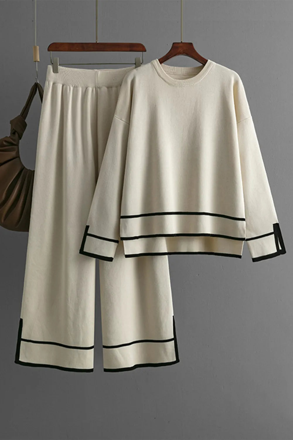 High-Low Round Neck Top and Pants Sweater Set - FITzzE rghbeu-b4.myshopify.com High-Low Round Neck Top and Pants Sweater Set