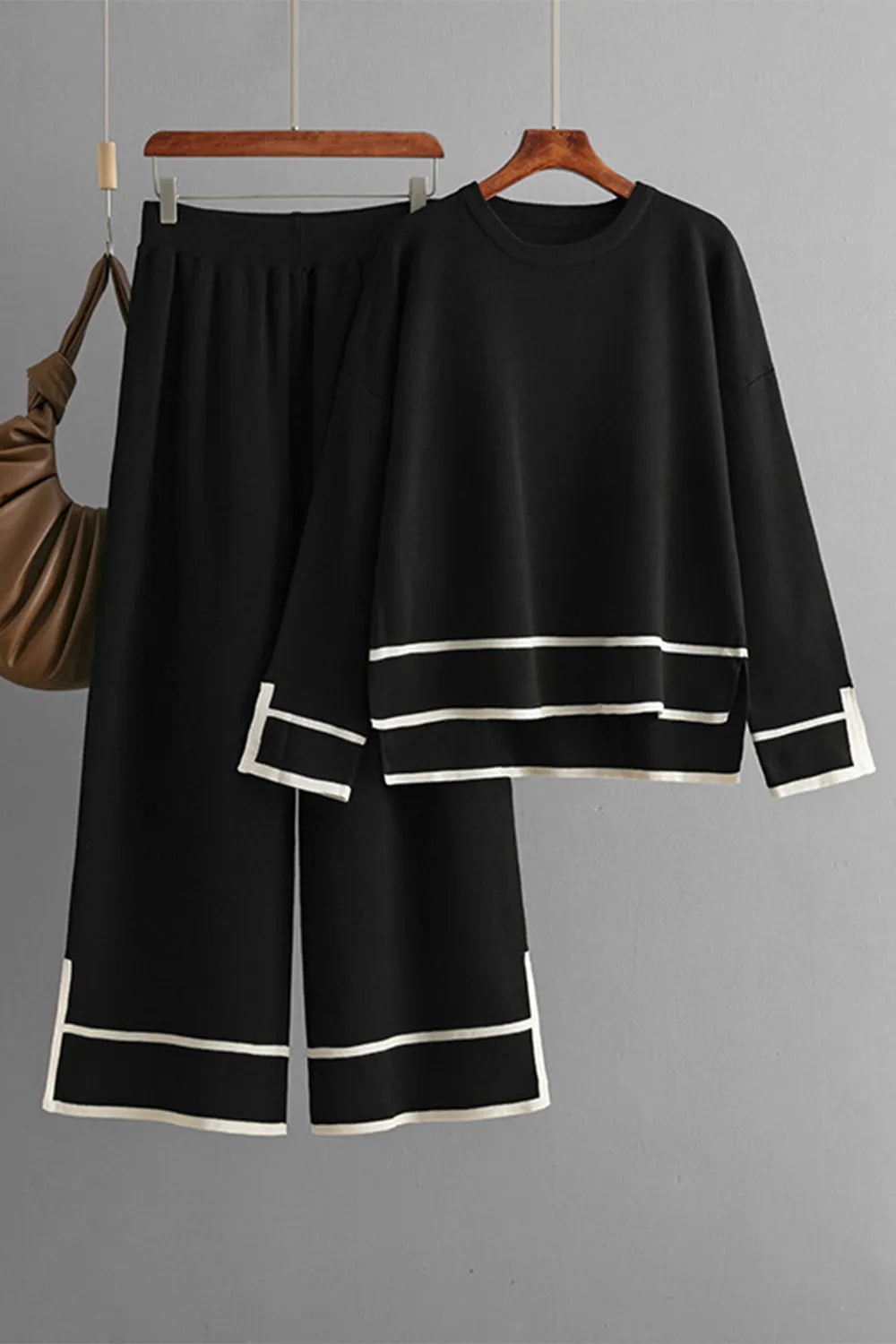 High-Low Round Neck Top and Pants Sweater Set - FITzzE rghbeu-b4.myshopify.com High-Low Round Neck Top and Pants Sweater Set