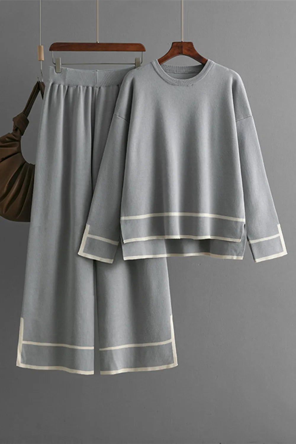 High-Low Round Neck Top and Pants Sweater Set - FITzzE rghbeu-b4.myshopify.com High-Low Round Neck Top and Pants Sweater Set
