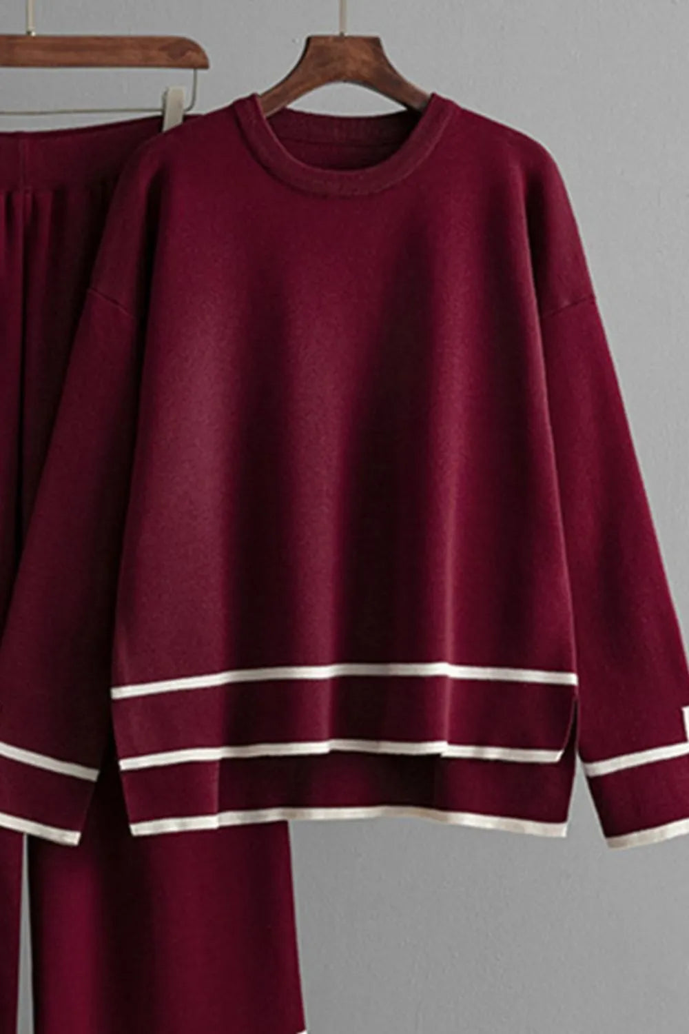 High-Low Round Neck Top and Pants Sweater Set - FITzzE rghbeu-b4.myshopify.com High-Low Round Neck Top and Pants Sweater Set
