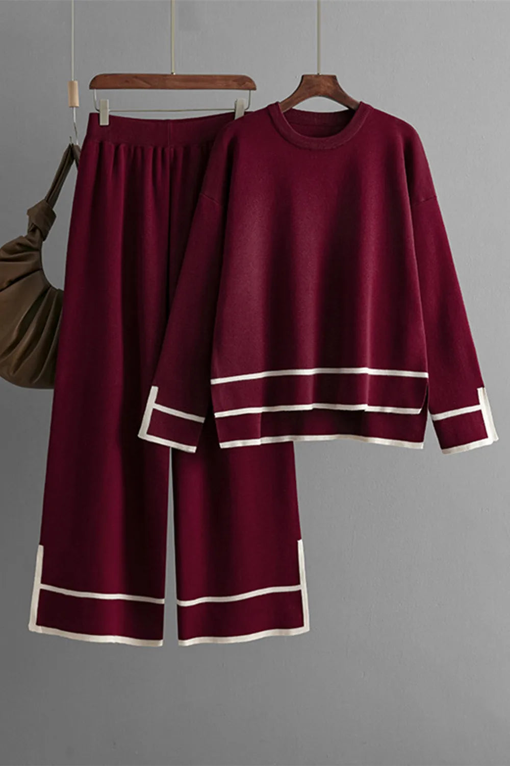 High-Low Round Neck Top and Pants Sweater Set - FITzzE rghbeu-b4.myshopify.com High-Low Round Neck Top and Pants Sweater Set