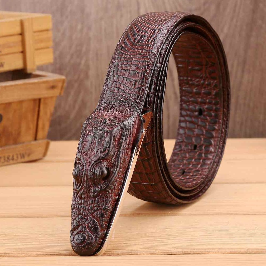 Luxury Alligator Design Cowhide Leather Crocodile Belts for Men - FITzzE rghbeu-b4.myshopify.com Luxury Alligator Design Cowhide Leather Crocodile Belts for Men