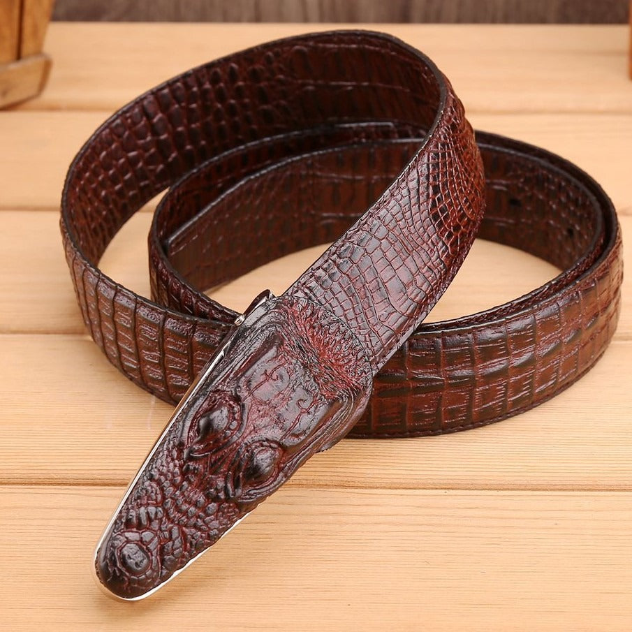 Luxury Alligator Design Cowhide Leather Crocodile Belts for Men - FITzzE rghbeu-b4.myshopify.com Luxury Alligator Design Cowhide Leather Crocodile Belts for Men