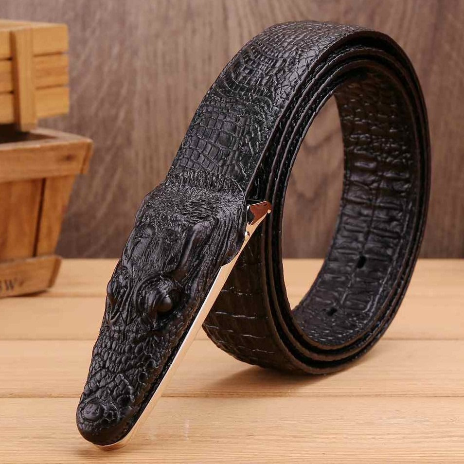 Luxury Alligator Design Cowhide Leather Crocodile Belts for Men - FITzzE rghbeu-b4.myshopify.com Luxury Alligator Design Cowhide Leather Crocodile Belts for Men