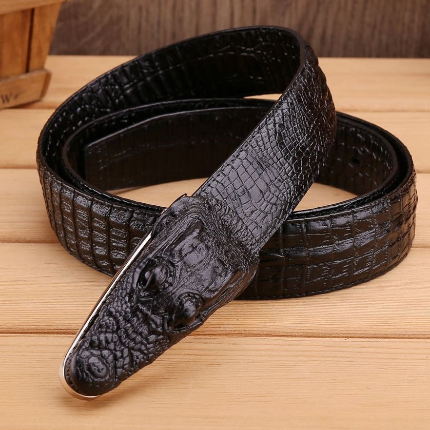Luxury Alligator Design Cowhide Leather Crocodile Belts for Men - FITzzE rghbeu-b4.myshopify.com Luxury Alligator Design Cowhide Leather Crocodile Belts for Men